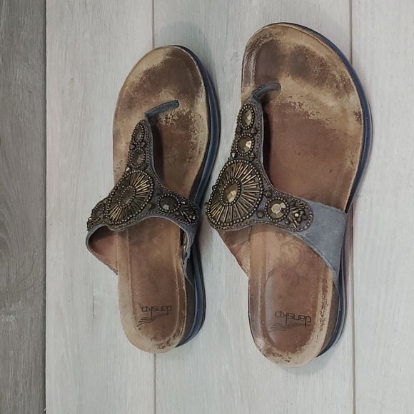 Dansko Women Pamela Comfort Leather Thong Wedge Sandals shoes sz 38/7.5-8 - Picture 3 of 13